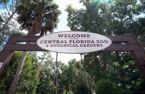 Welcome sign at the entrance at the Central Florida Zoo